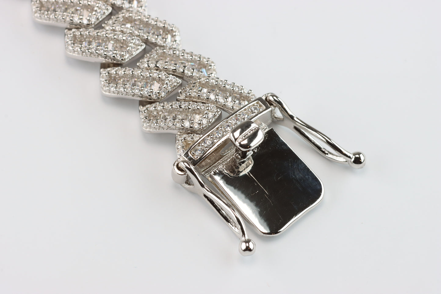 Silver Cuban Link CZ Bracelet