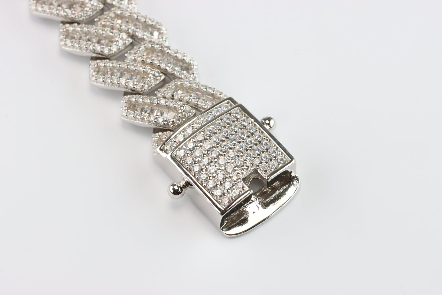 Silver Cuban Link CZ Bracelet