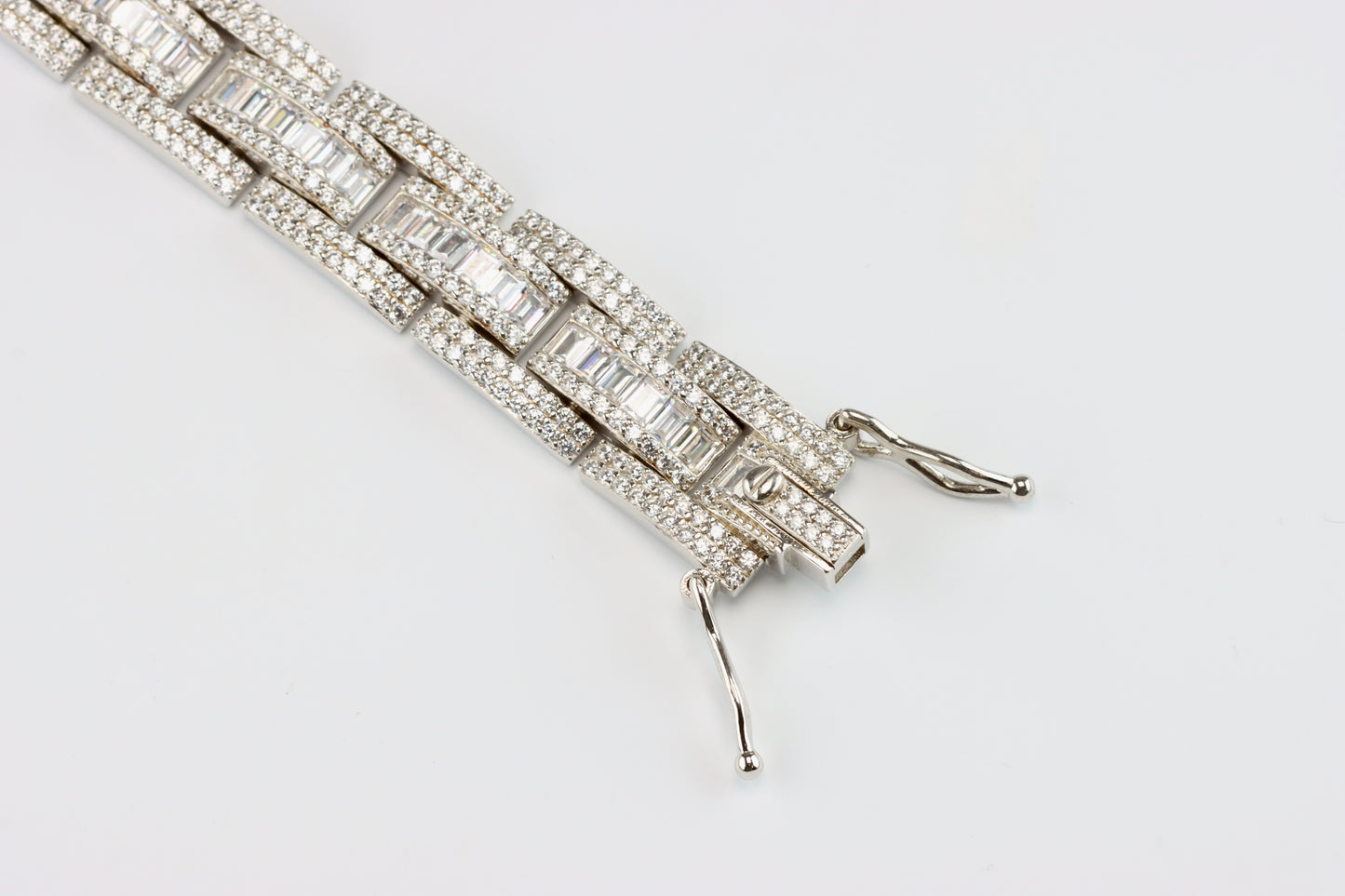 Silver Iced Baguette CZ Bracelet
