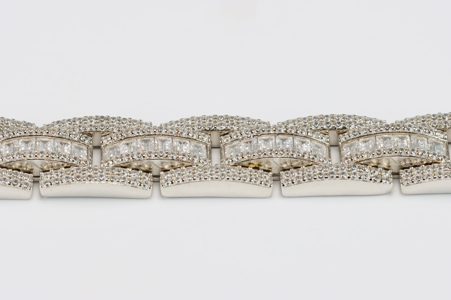 Silver Iced Baguette CZ Bracelet