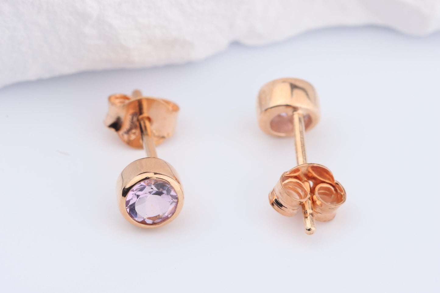 Sterling Silver 18ct Rose Gold Plated June Birthstone Earrings & Necklace Set