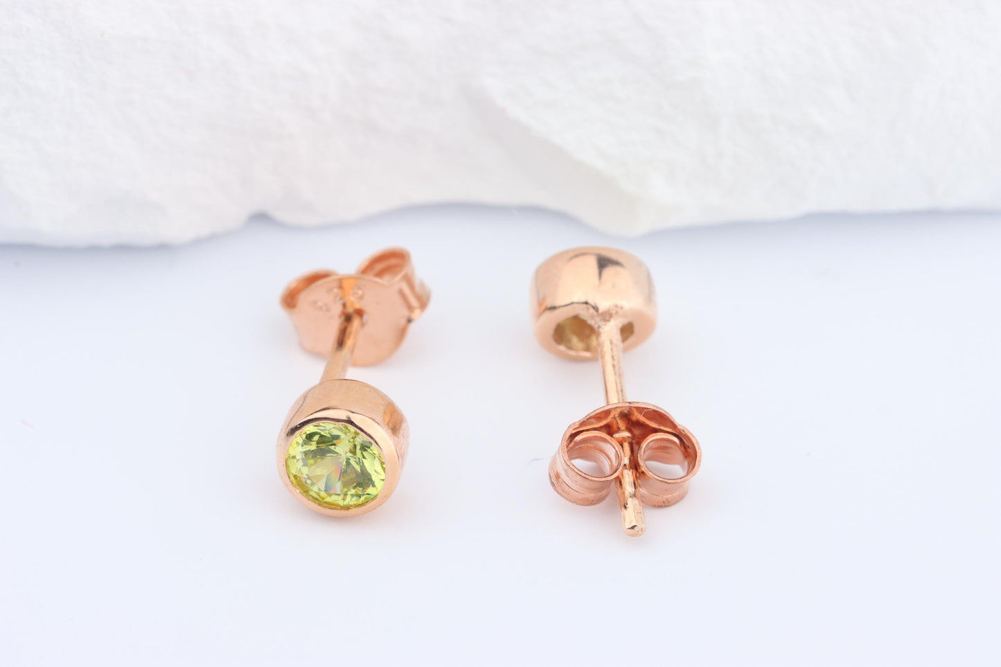 Sterling Silver 18ct Rose Gold Plated August Birthstone Earrings & Necklace Set