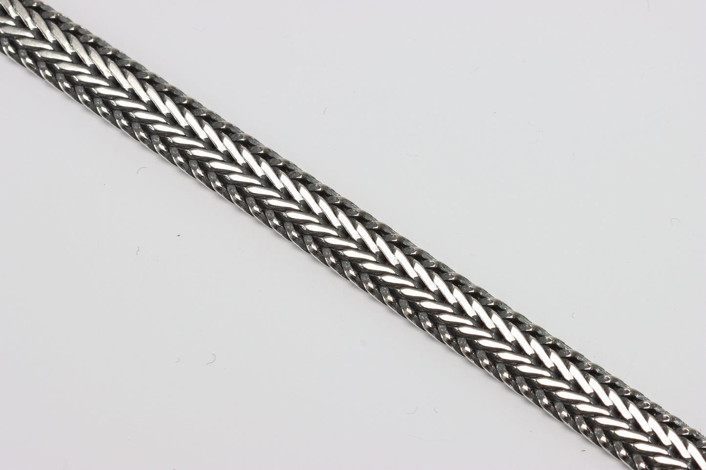 Oxidised Silver Braided Flat Bracelet