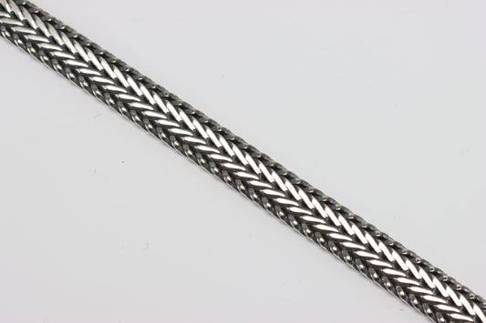 Oxidised Silver Braided Flat Bracelet