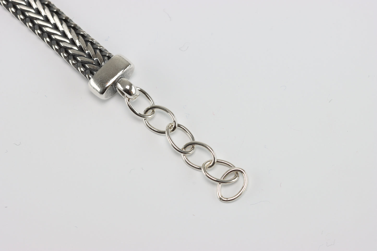 Oxidised Silver Braided Flat Bracelet