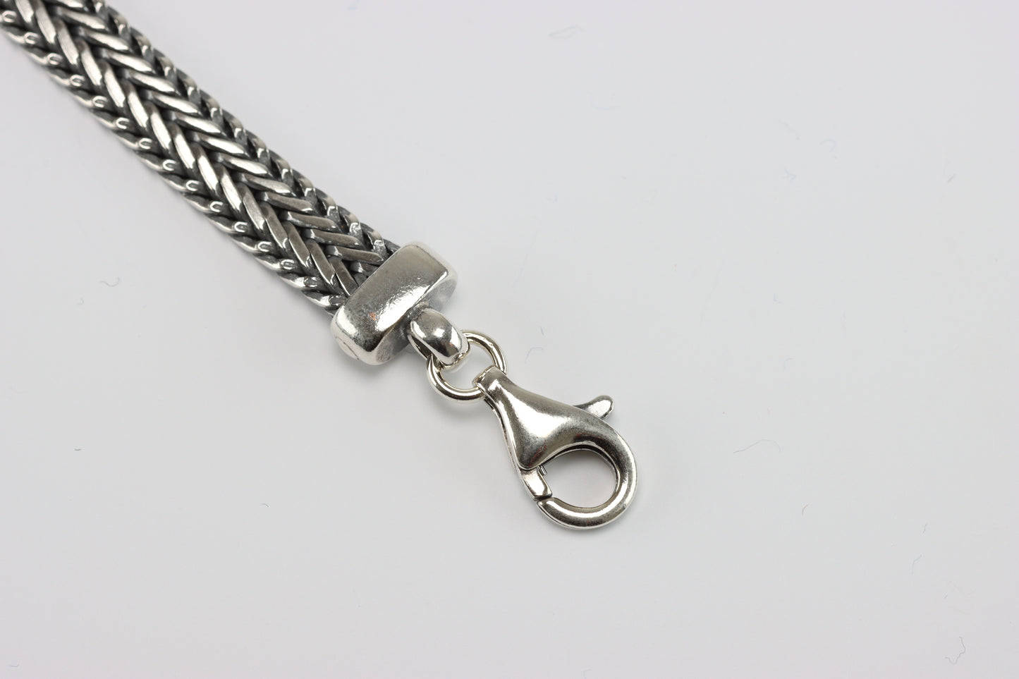 Oxidised Silver Braided Flat Bracelet