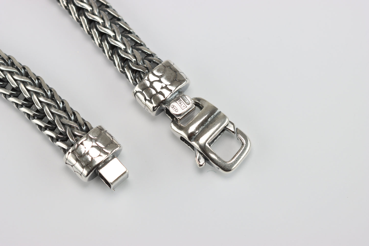 Oxidised Silver Rope Flat Bracelet