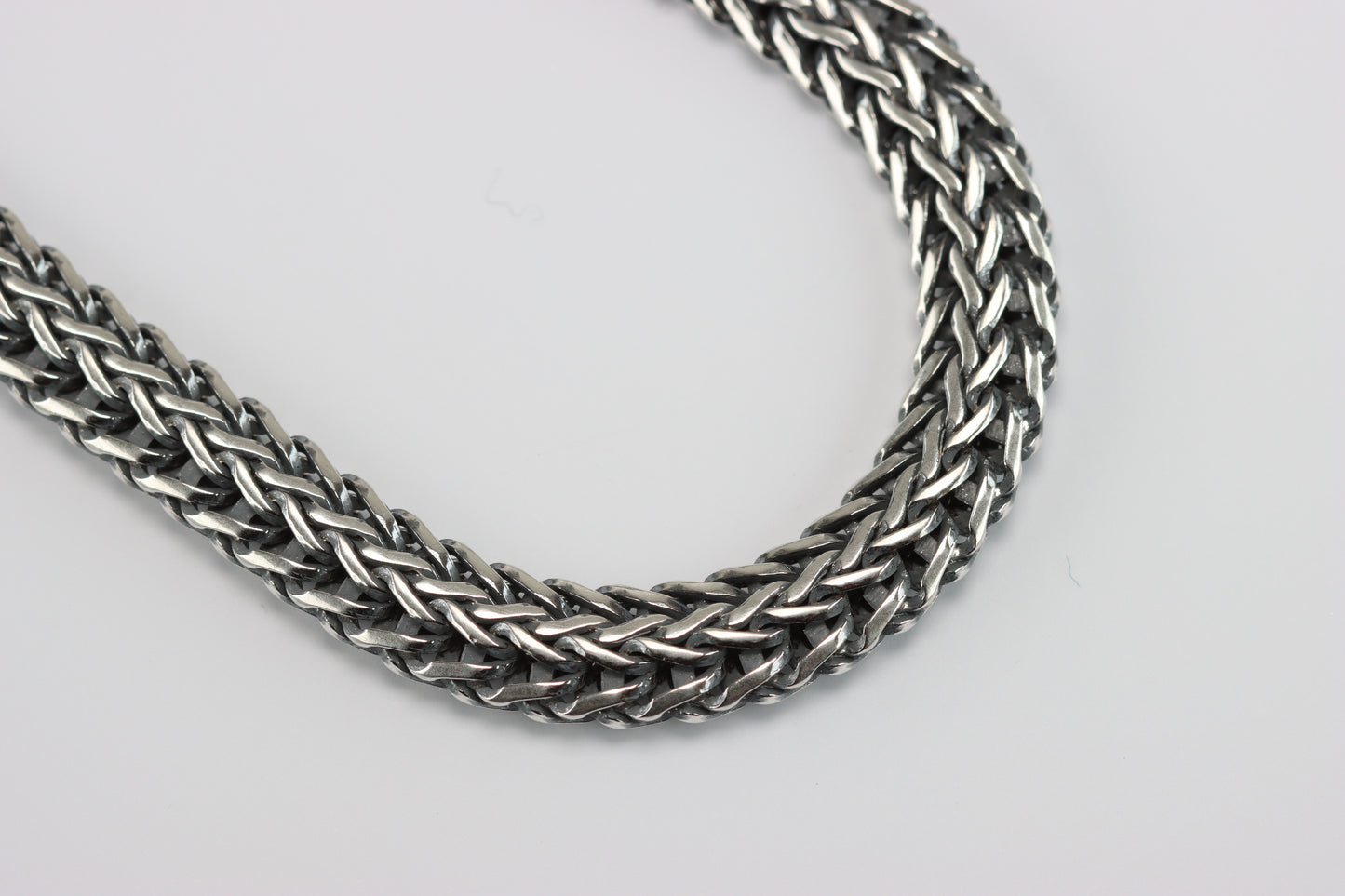 Oxidised Silver Rope Flat Bracelet