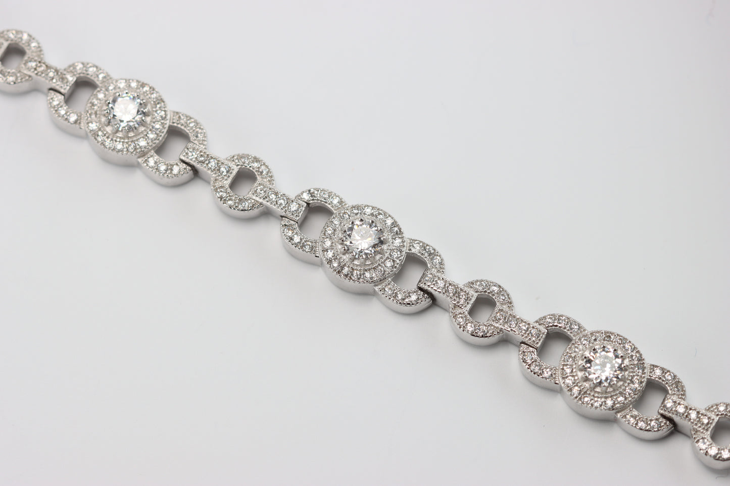 Silver Centre Link CZ Bracelet