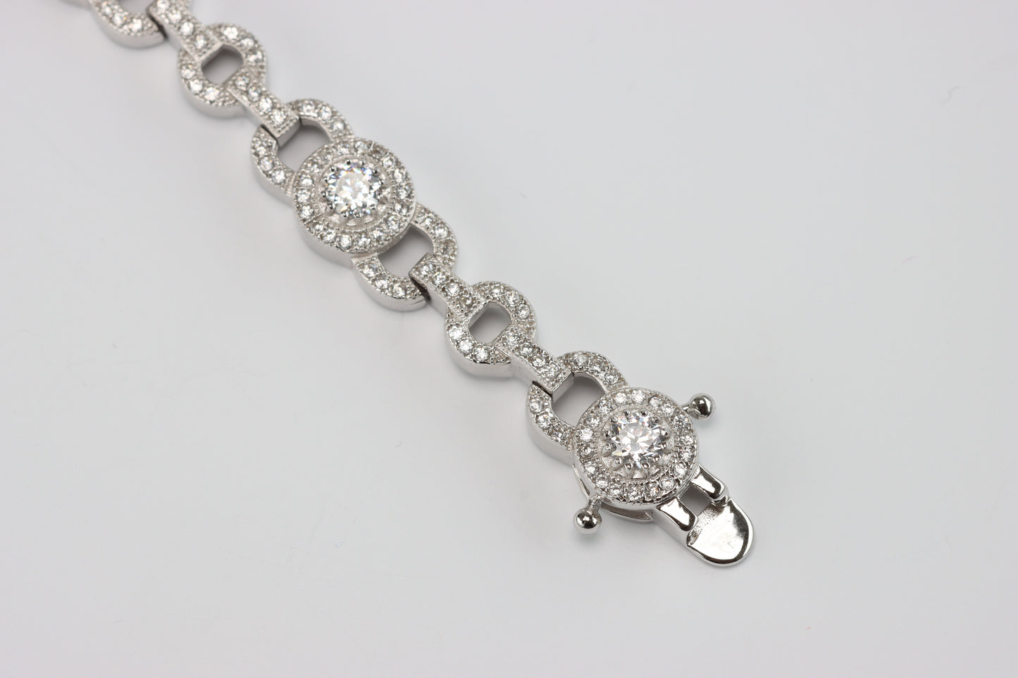 Silver Centre Link CZ Bracelet