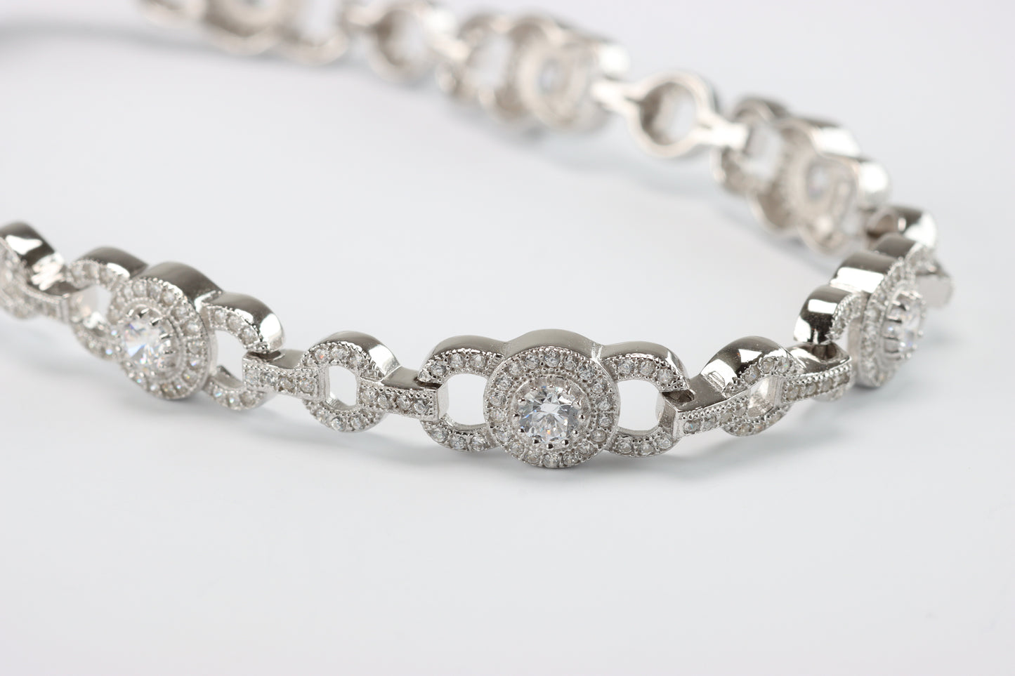 Silver Centre Link CZ Bracelet