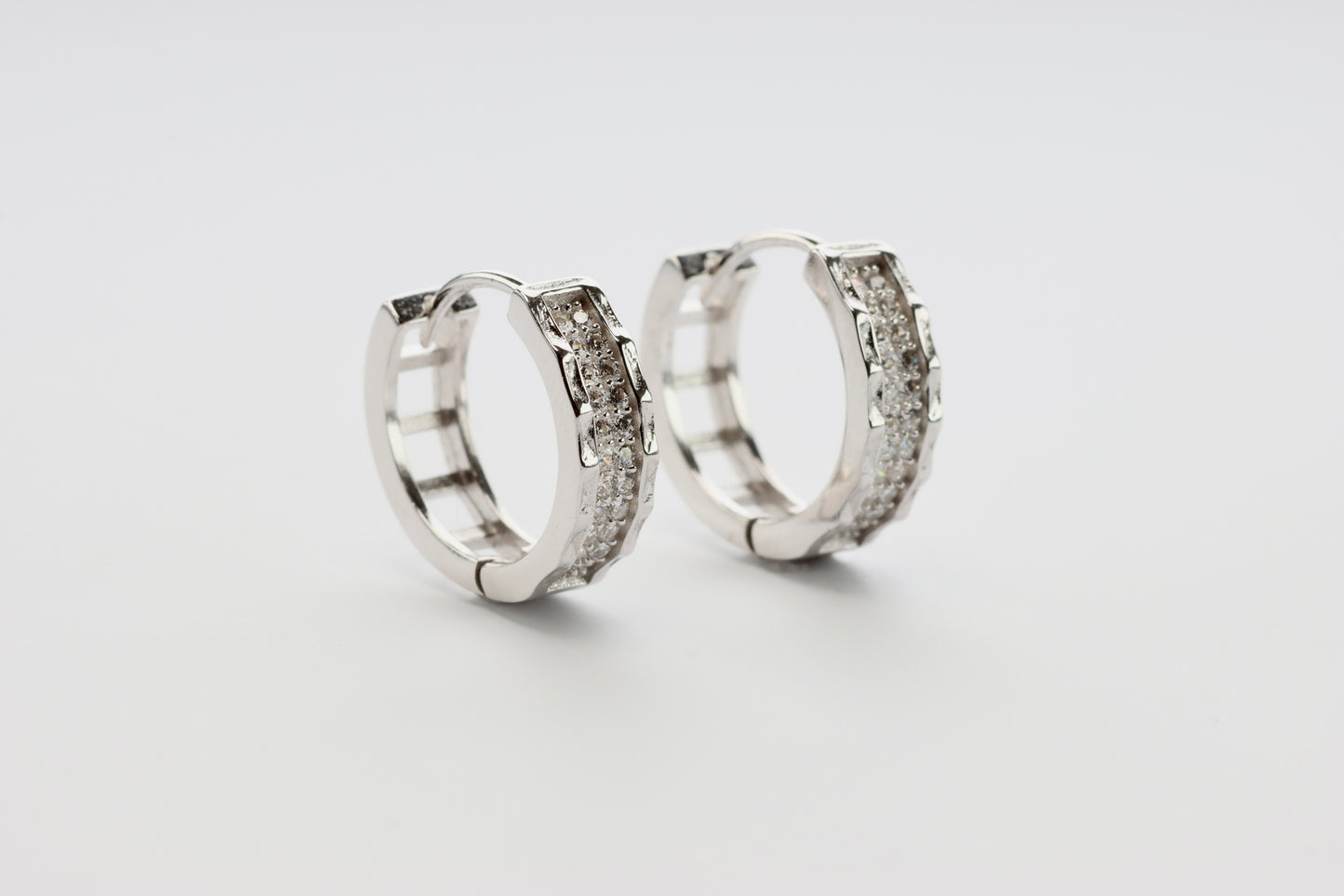 Silver CZ Huggie Hoops