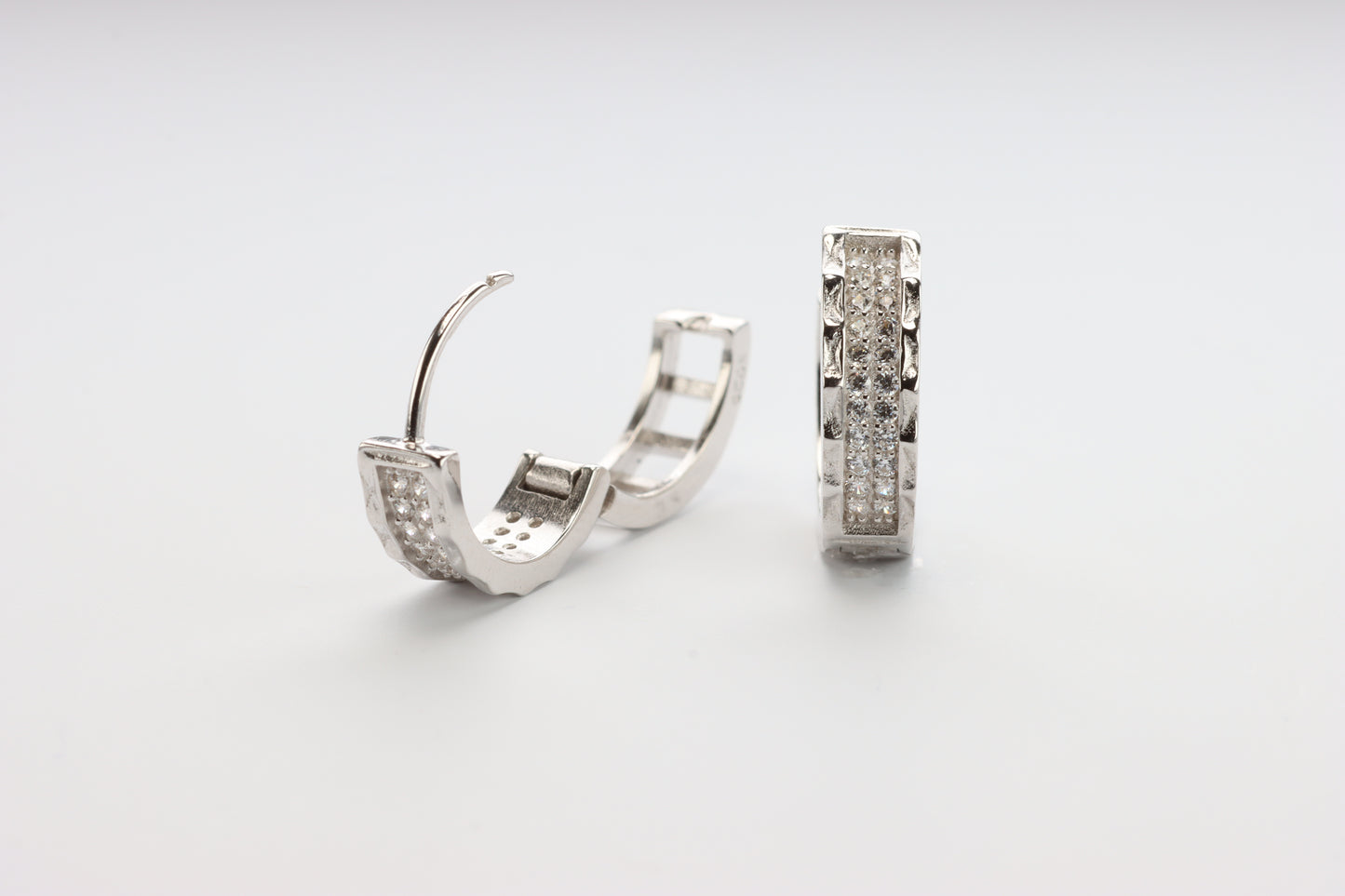 Silver CZ Huggie Hoops