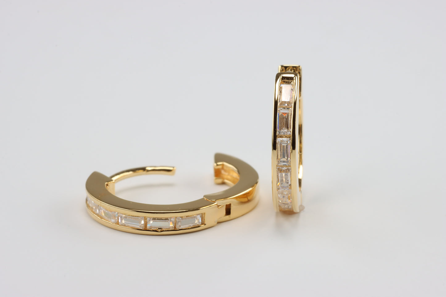 Gold Plated CZ Huggie Hoops