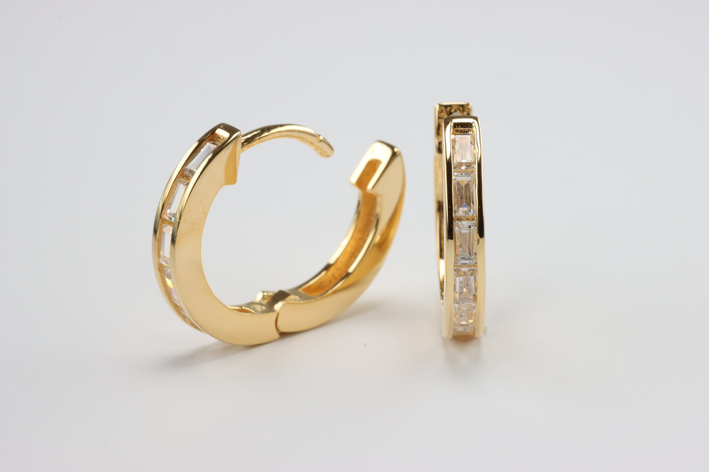 Gold Plated CZ Huggie Hoops