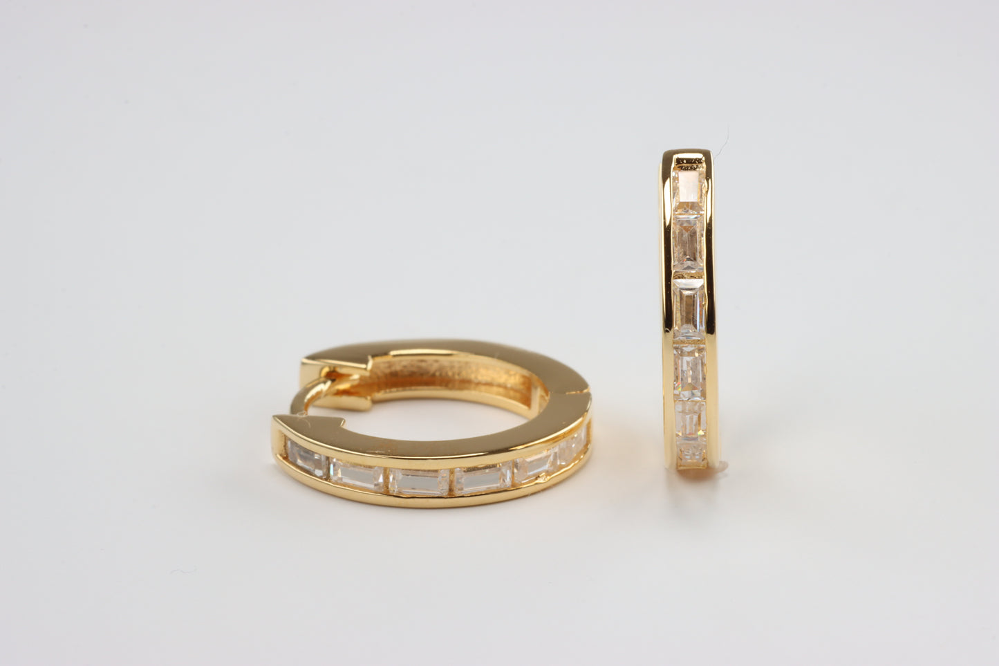 Gold Plated CZ Huggie Hoops