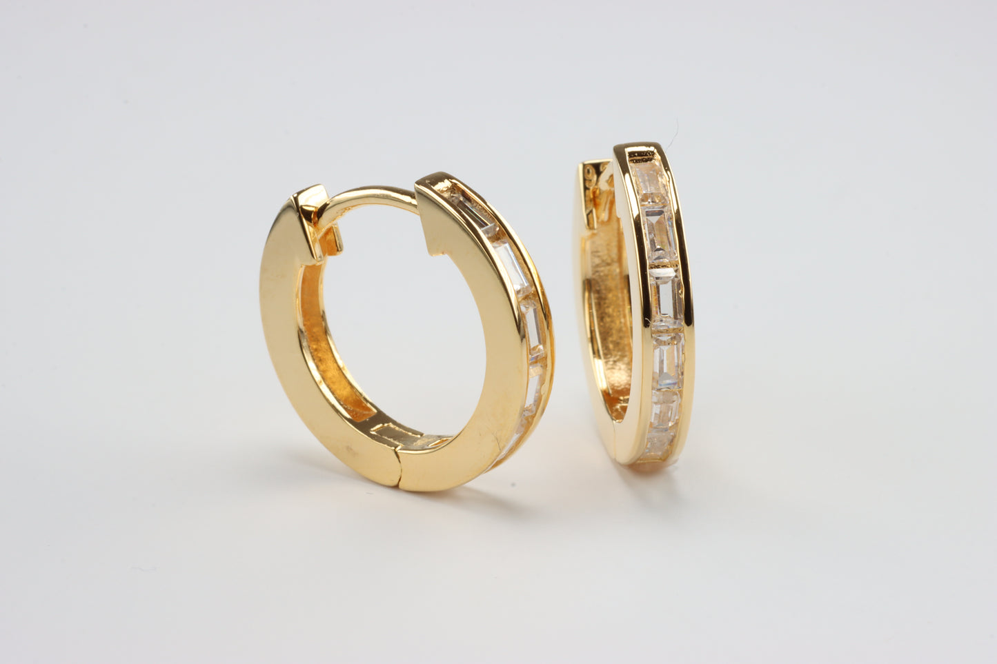 Gold Plated CZ Huggie Hoops