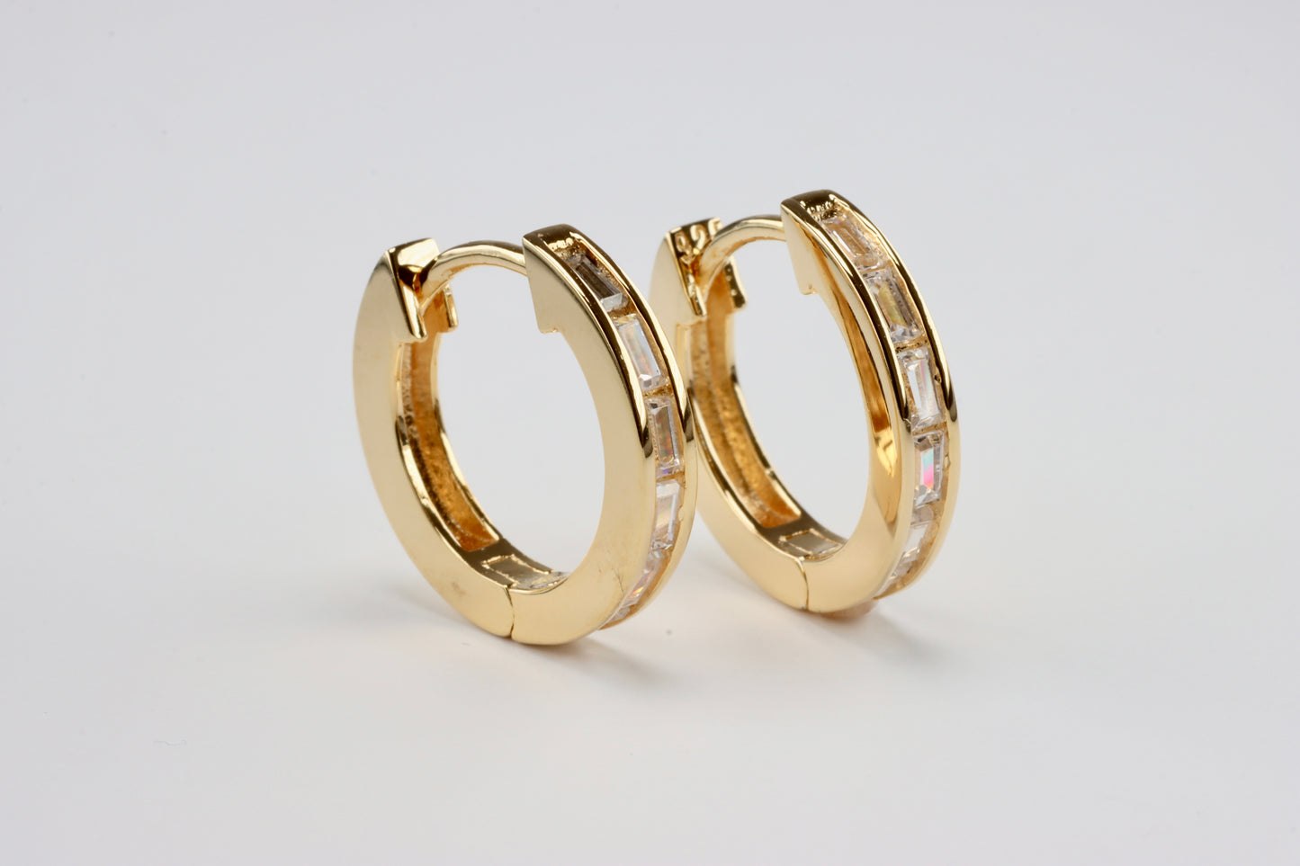 Gold Plated CZ Huggie Hoops