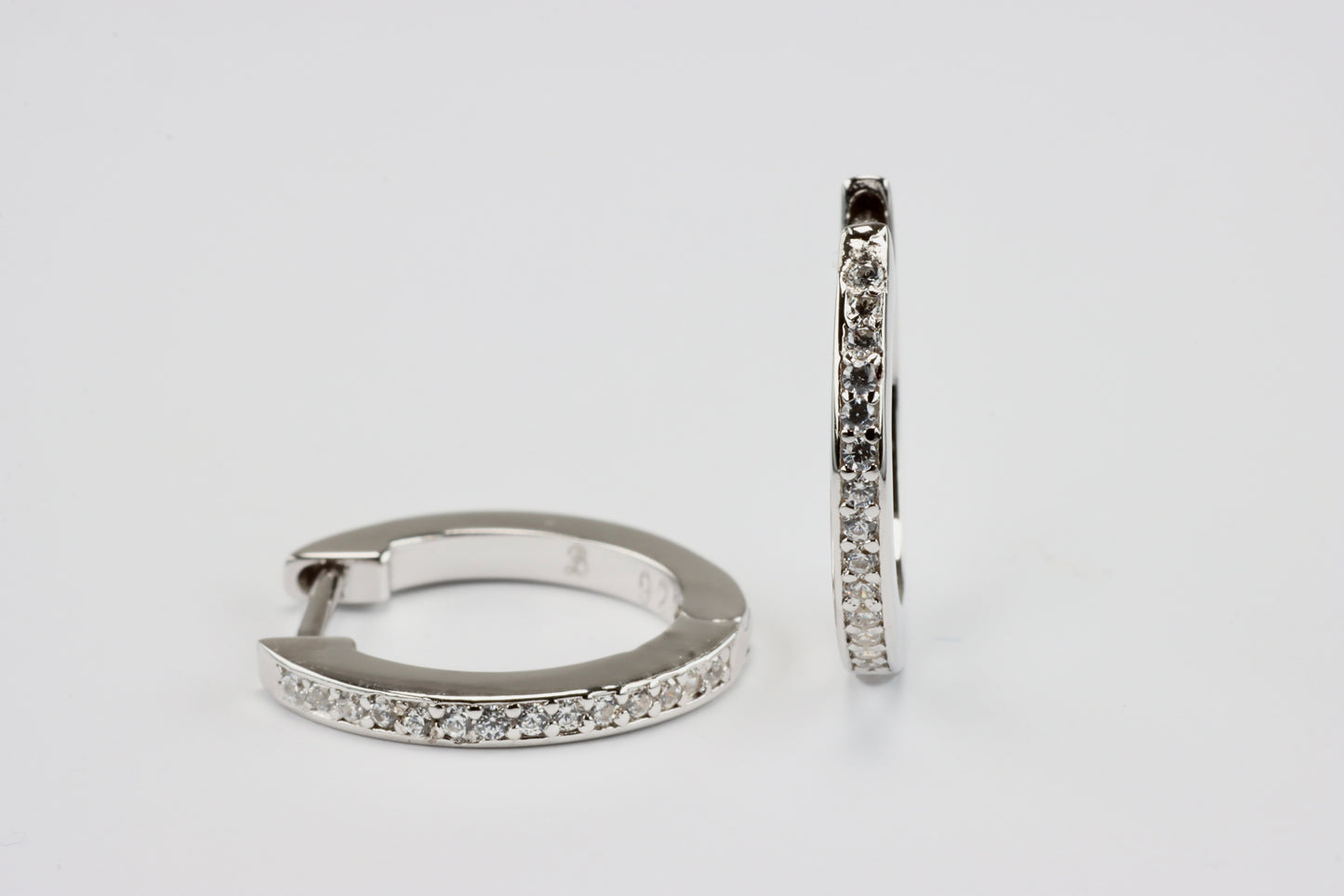 Silver Thin CZ Huggie Hoops