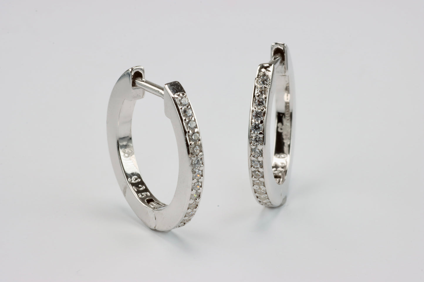 Silver Thin CZ Huggie Hoops