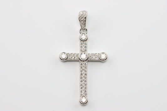 Silver White CZ Cross Pendant