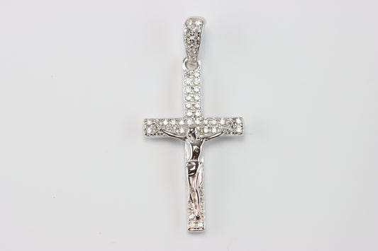 Silver CZ Crucifix Pendant