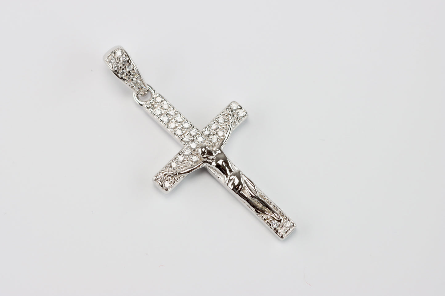 Silver CZ Crucifix Pendant