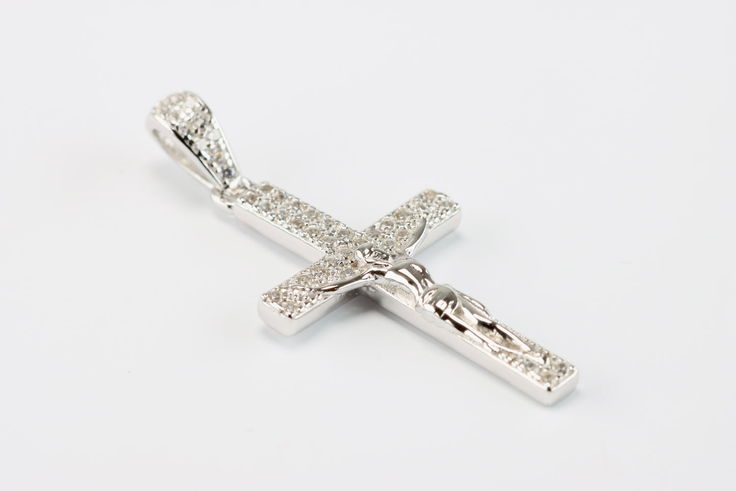 Silver CZ Crucifix Pendant