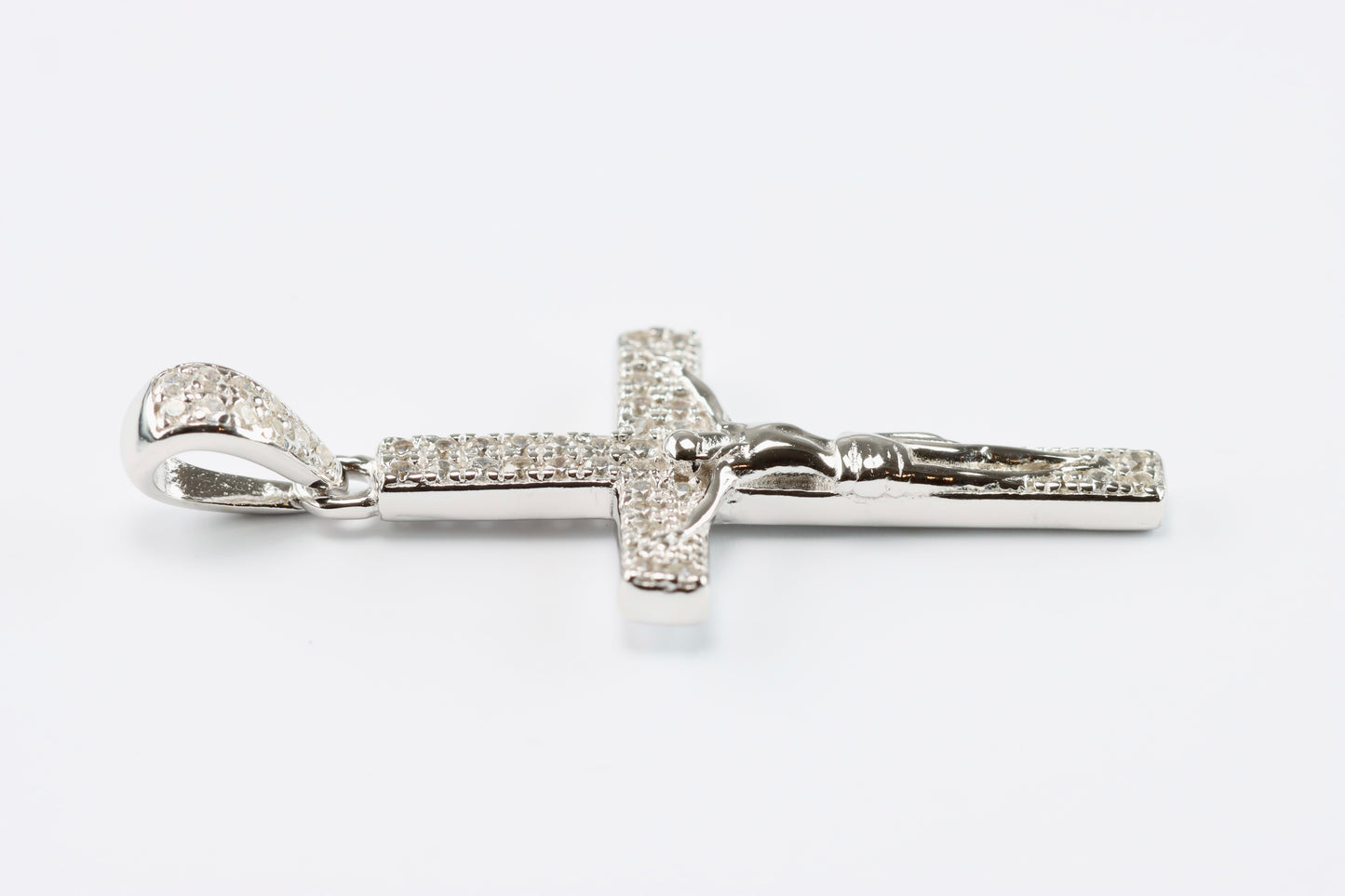 Silver CZ Crucifix Pendant