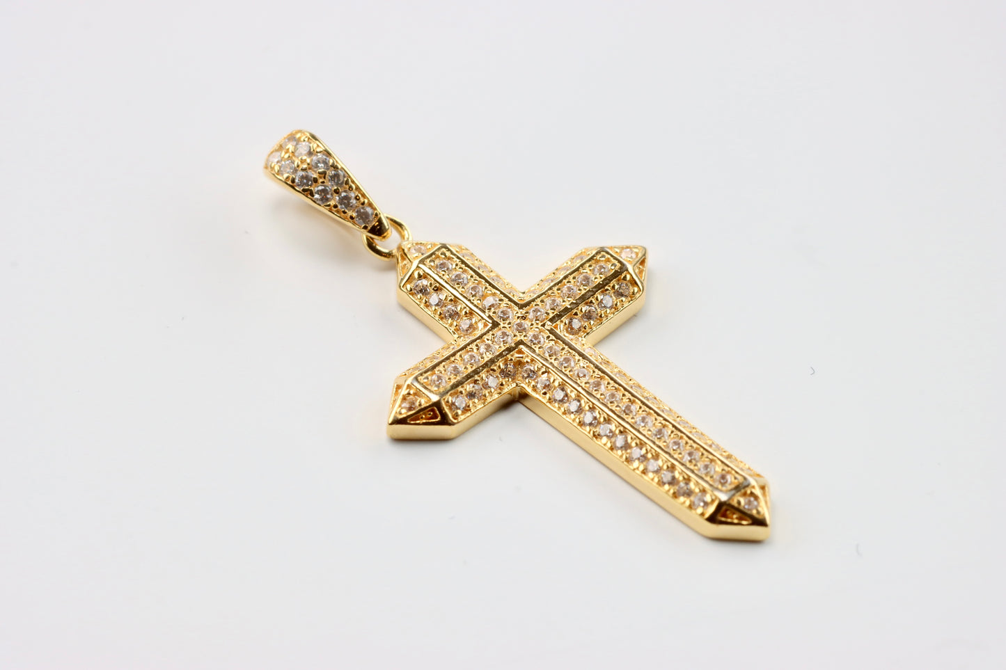 Gold Plated CZ Cross Pendant