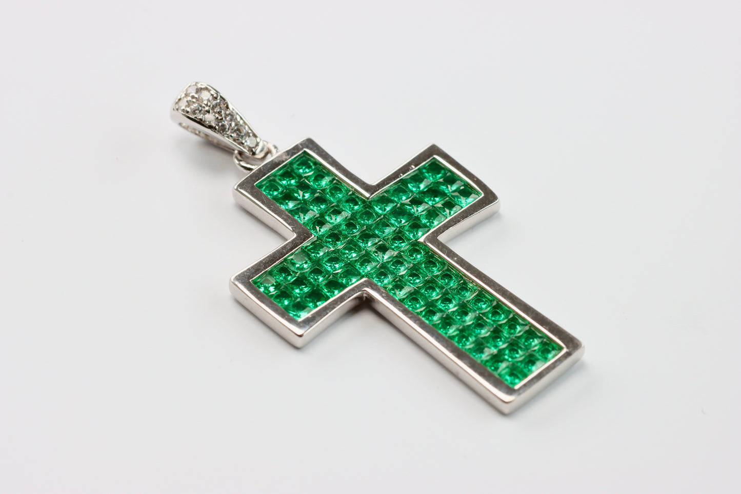 Silver Green CZ Cross Pendant