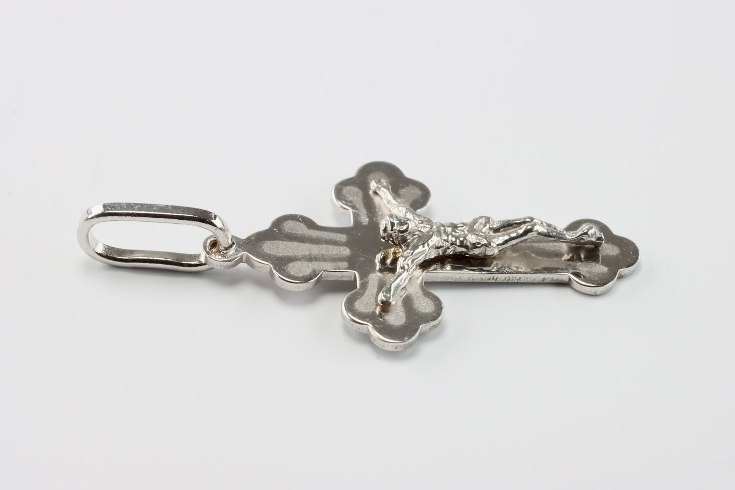 Small Silver Budded Crucifix Pendant