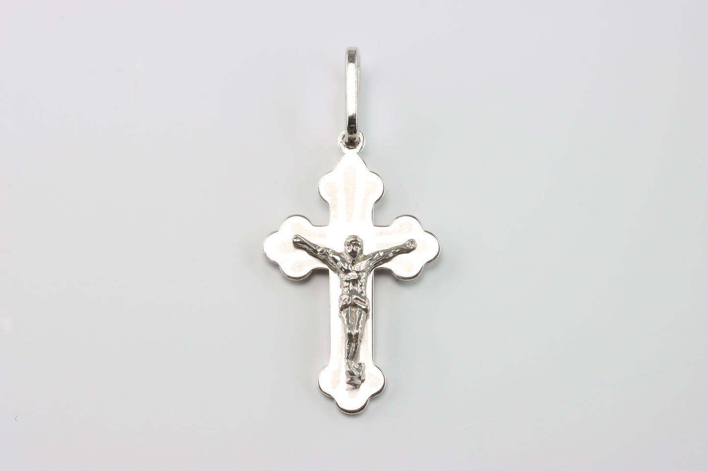 Small Silver Budded Crucifix Pendant