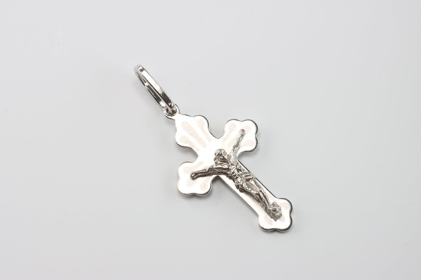 Small Silver Budded Crucifix Pendant