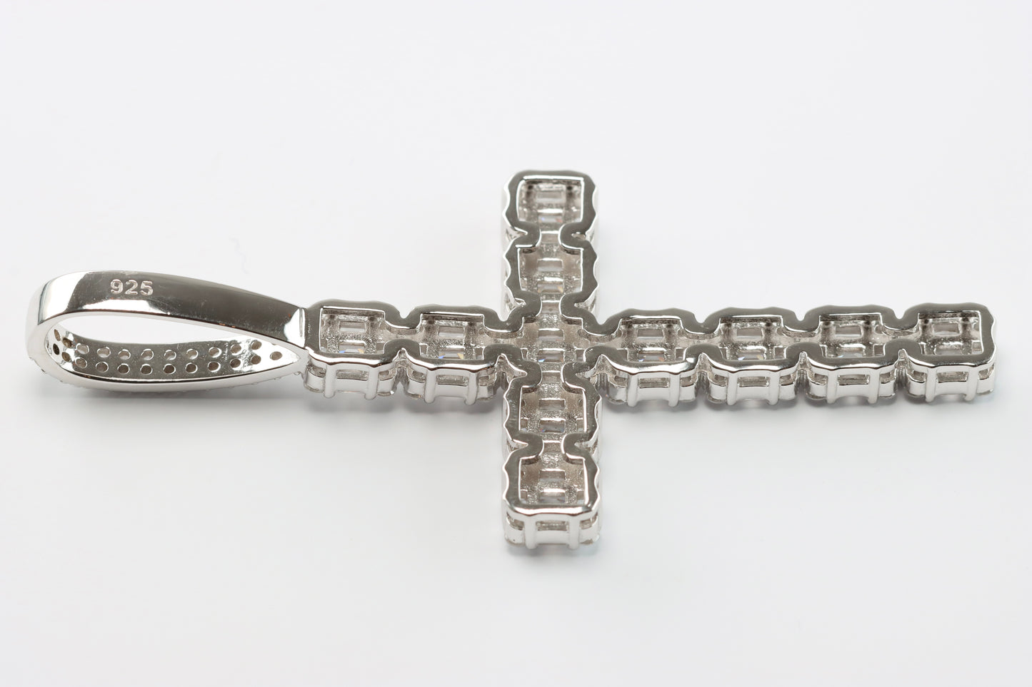 Large Silver CZ Clustered Cross Pendant