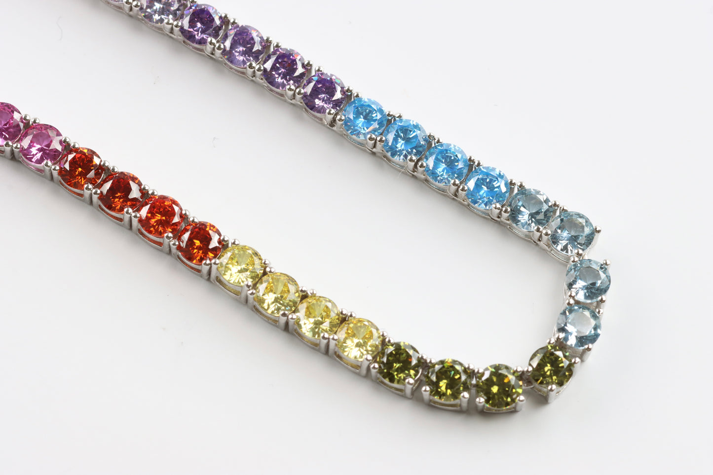 Silver Colourful CZ Tennis Necklace