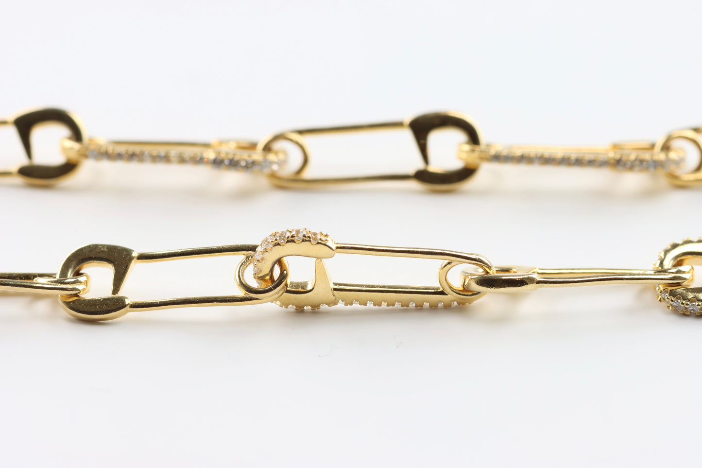 Silver Gold Plated Safety Pin Necklace