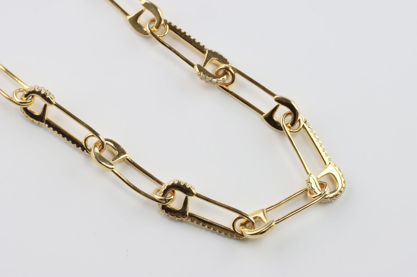 Silver Gold Plated Safety Pin Necklace