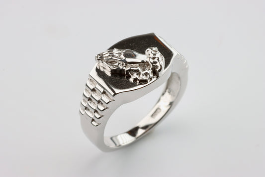 Silver Praying Hands Signet Ring