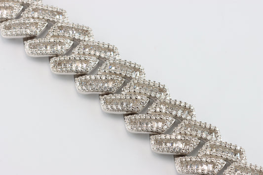 Silver Cuban Link CZ Bracelet