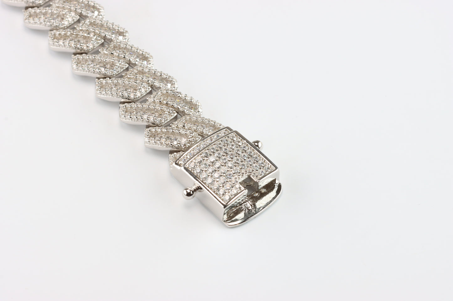 Silver Cuban Link CZ Bracelet