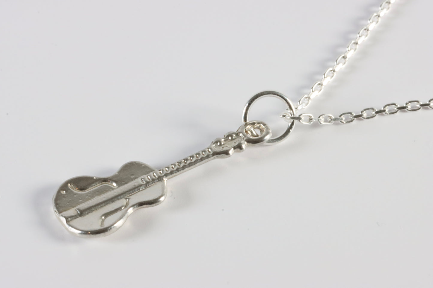 Silver Guitar Charm Necklace