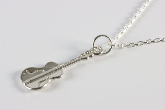 Silver Guitar Charm Necklace