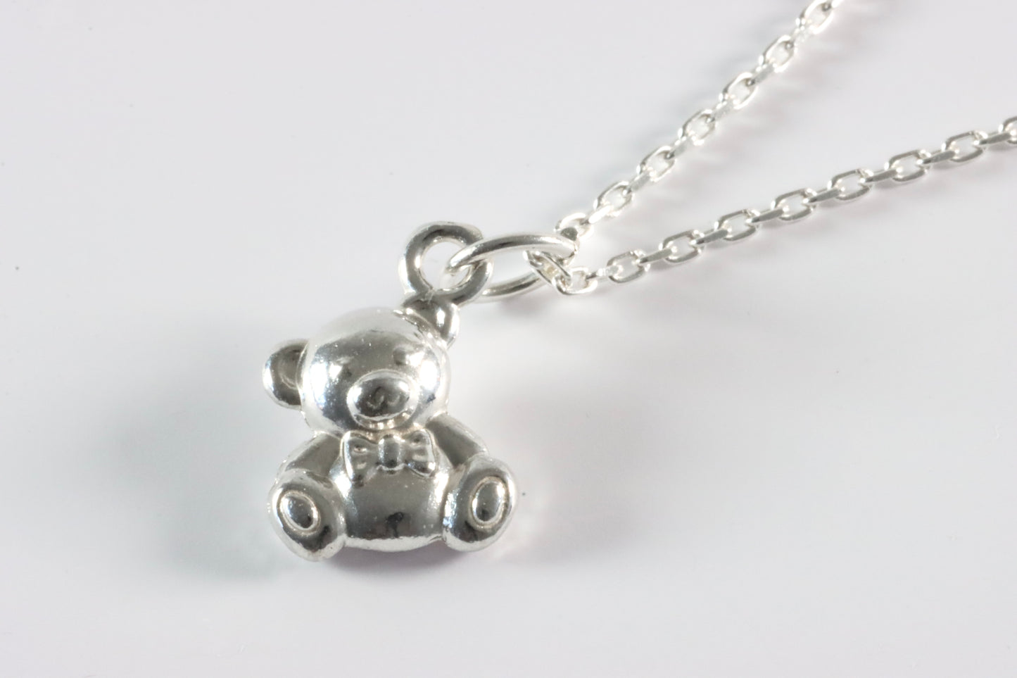 Silver Teddy Bear Charm Necklace