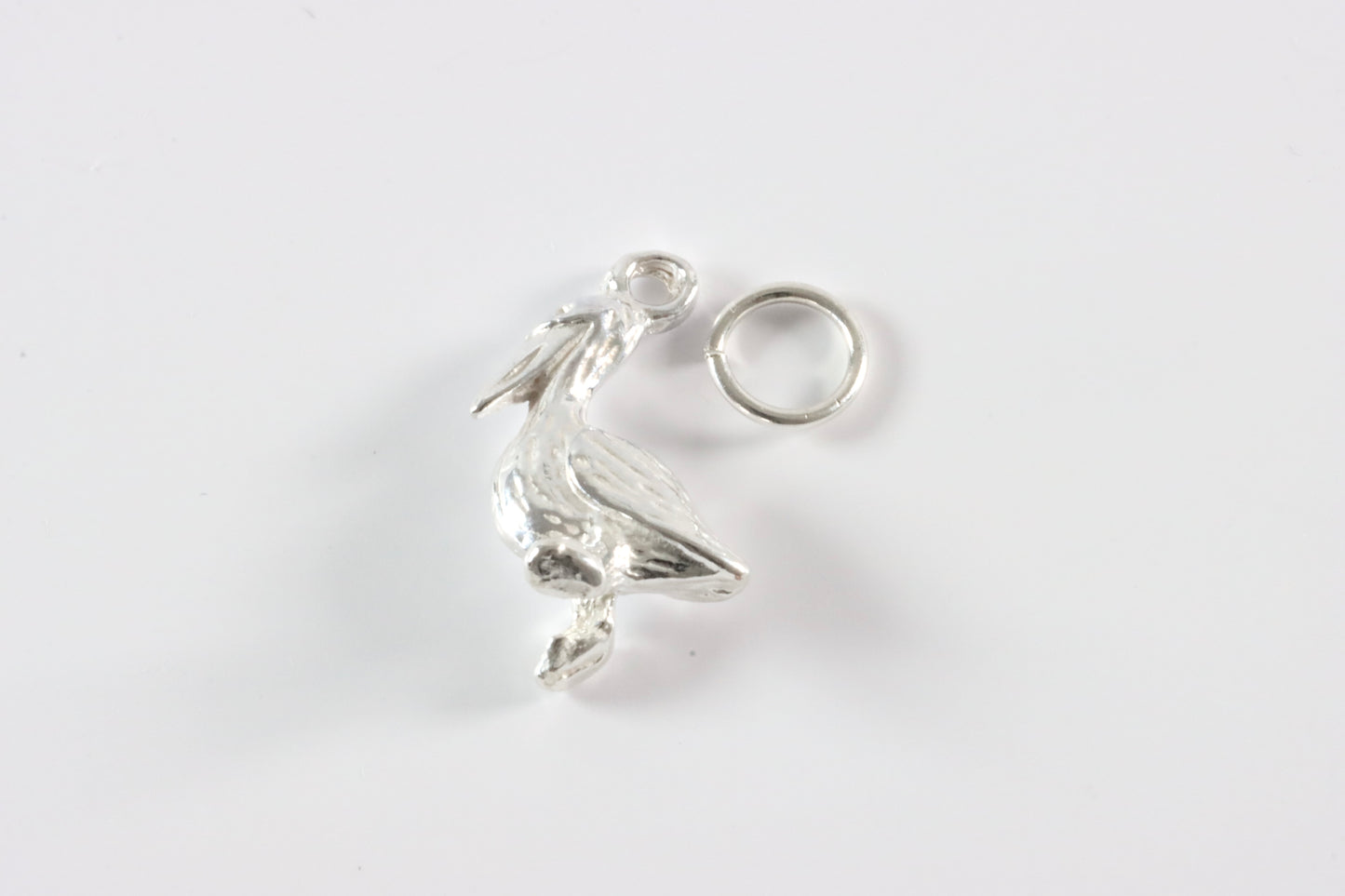 Silver Pelican Bird Charm Necklace
