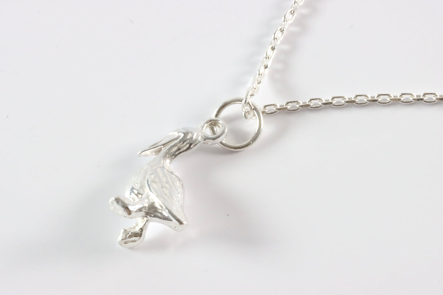 Silver Pelican Bird Charm Necklace