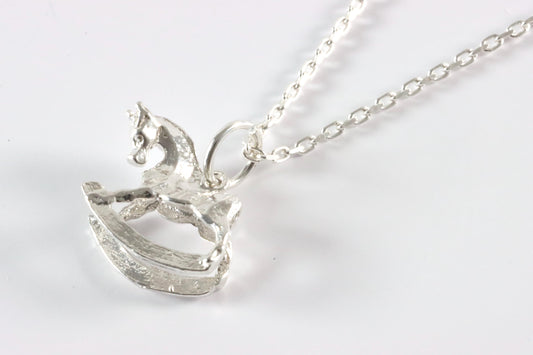 Silver Rocking Horse Charm Necklace