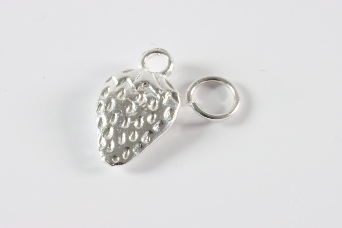 Silver Strawberry Charm Necklace