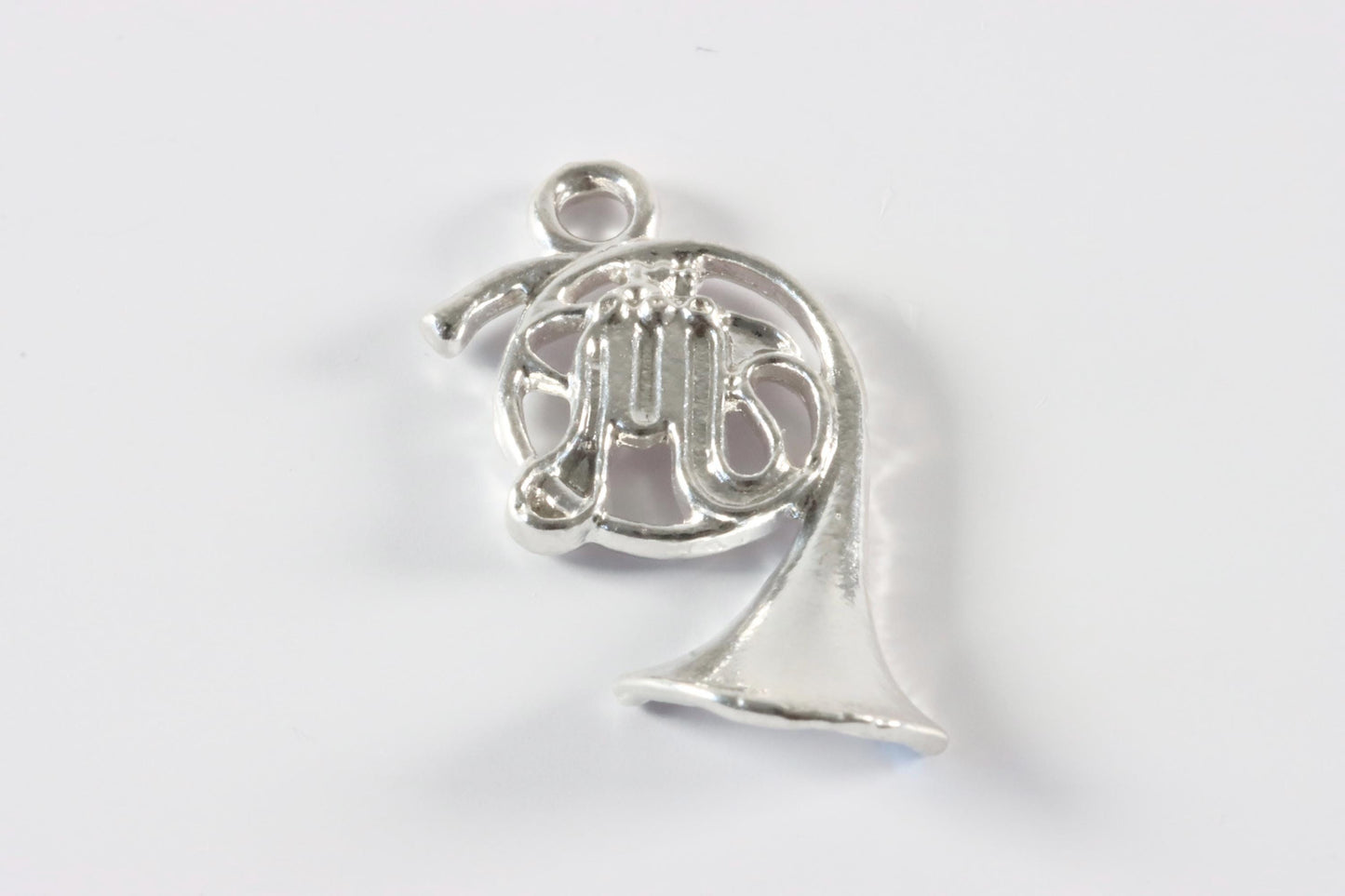 Silver French Horn Music Charm Necklace