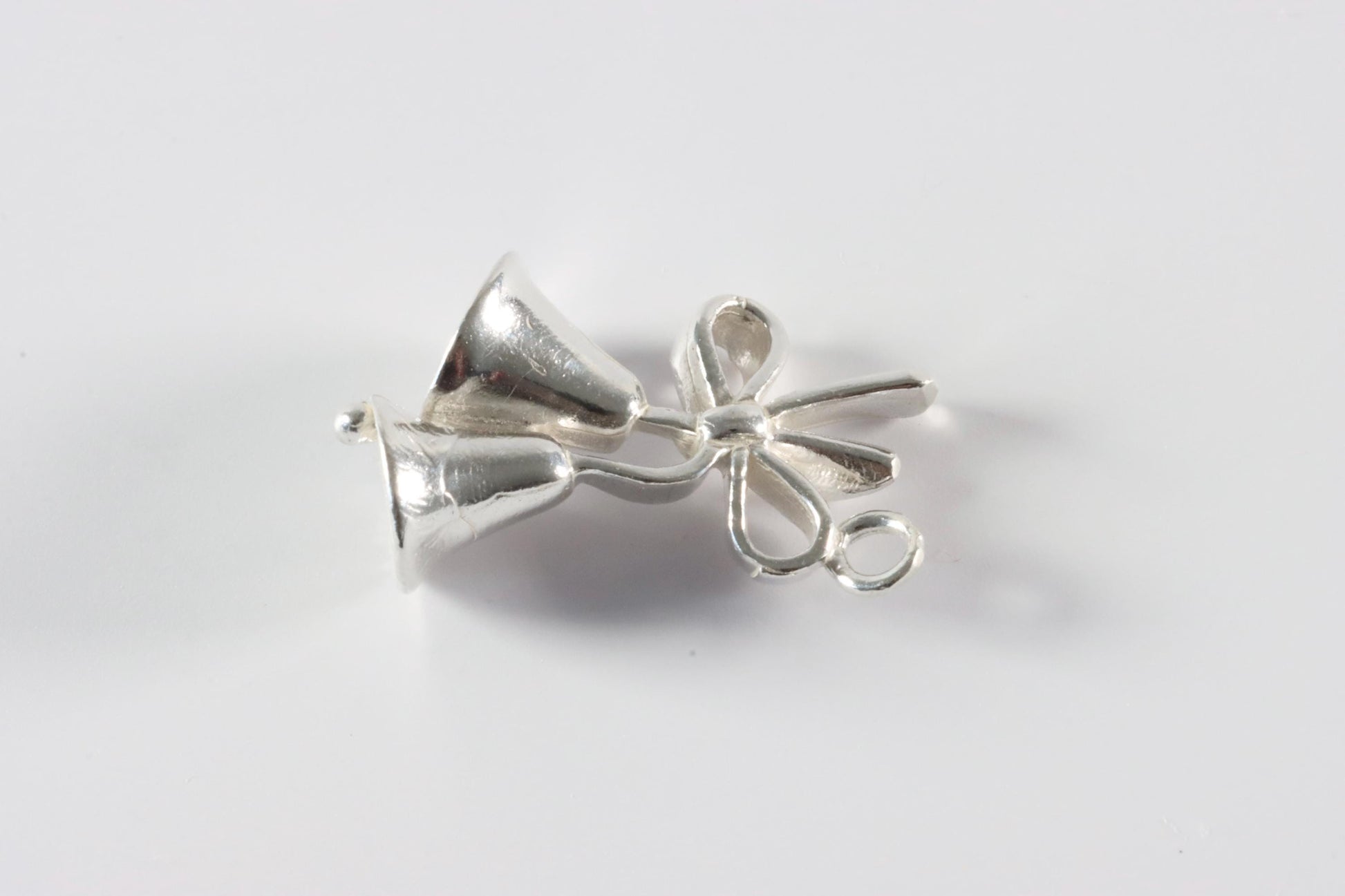 Silver Bells and Bow Charm Necklace